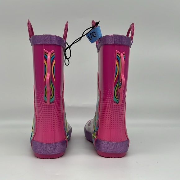 Members Mark Pink Purple Rainbow Unicorn Rain Boots Waterproof Slip On size 13/1 - Picture 5 of 11